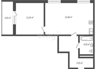 Продам 1-комнатную квартиру, 46.4 м2, Тюмень, 2-я Луговая улица, 24к3, ЖК Салют