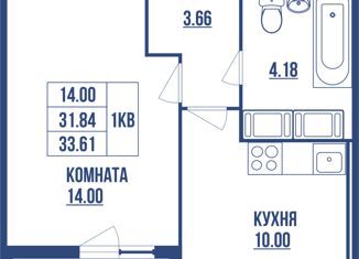 Продаю 1-ком. квартиру, 33.61 м2, Санкт-Петербург, улица Вадима Шефнера, 4, улица Вадима Шефнера