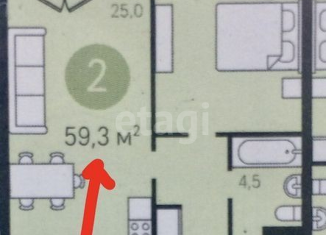 Однокомнатная квартира на продажу, 58.8 м2, Новосибирск, улица Немировича-Данченко, 144/3, метро Студенческая