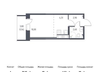 Продажа квартиры студии, 21.15 м2, Колпино, жилой комплекс Новое Колпино, к34, ЖК Новое Колпино