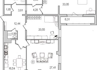 3-комнатная квартира на продажу, 140 м2, Санкт-Петербург, Московский проспект, 183-185, ЖК Граф Орлов