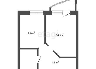 1-комнатная квартира на продажу, 33.8 м2, Красноярский край, улица Борисова, 1А