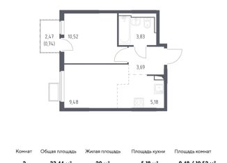 Продается 2-комнатная квартира, 33.44 м2, село Остафьево, жилой комплекс Остафьево, к15