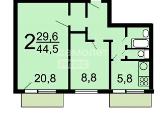 Продаю 2-комнатную квартиру, 44.4 м2, Москва, улица Амундсена, 6с1, СВАО