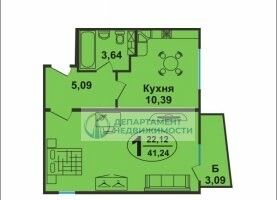 Продаю 1-ком. квартиру, 41.24 м2, Краснодар, улица имени Виктора Нарыкова, 6к1, микрорайон Сосновый Бор
