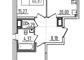 Продажа 2-комнатной квартиры, 66.7 м2, Санкт-Петербург, улица Типанова, 20к1, муниципальный округ Гагаринское