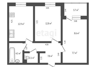 Продажа 3-ком. квартиры, 56.4 м2, Тюмень, улица Фармана Салманова, 16, ЖК Интеллект Квартал