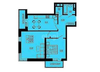 Продам двухкомнатную квартиру, 68.1 м2, Краснодар, Уральская улица, 71, ЖК Галактика