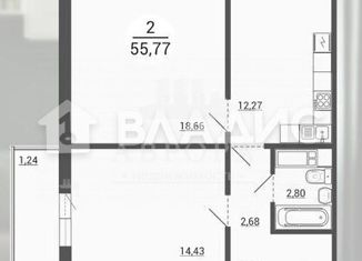 Двухкомнатная квартира на продажу, 55.77 м2, Челябинская область, улица 50-летия Магнитки, 31