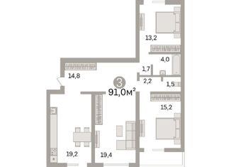 Продажа 3-комнатной квартиры, 91 м2, Краснодар, Восточно-Кругликовская улица, 69, Прикубанский округ