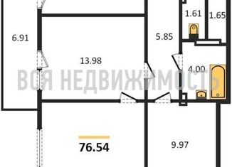 2-комнатная квартира на продажу, 76.54 м2, Воронеж, ЖК 9 Ярдов