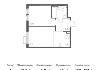 Двухкомнатная квартира на продажу, 38.12 м2, село Остафьево, жилой комплекс Остафьево, к13