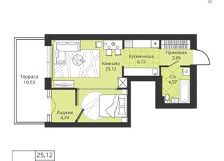 Продажа квартиры студии, 39.93 м2, коттеджный посёлок Горки Академпарка, улица Тесла, 22