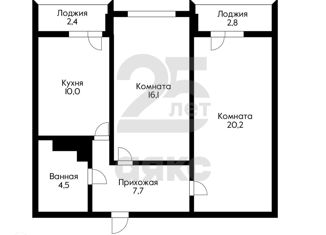2-комнатная квартира на продажу, 60.5 м2, Краснодар, улица Григория Пономаренко, 45, микрорайон имени Евгении Жигуленко