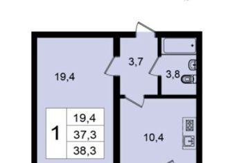 Продаю 1-ком. квартиру, 38.3 м2, село Александровка, Первоцветная улица, 7