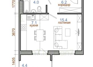 Однокомнатная квартира на продажу, 38 м2, рабочий поселок Маркова, жилой комплекс Ботаника, 5
