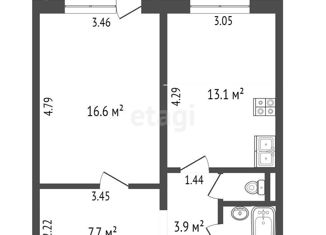 Продажа 1-комнатной квартиры, 44.8 м2, Тюменская область, Майский проезд, 1к1