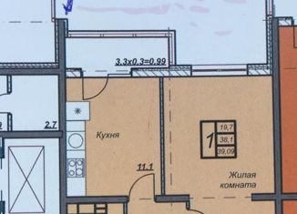 Однокомнатная квартира на продажу, 41.4 м2, Анапа, Владимирская улица, 142, ЖК Триумф
