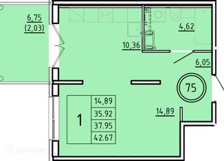 Продается 1-комнатная квартира, 35.92 м2, Санкт-Петербург, Образцовая улица, 6к3