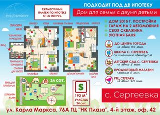 Продажа дома, 192 м2, село Сергеевка, улица Строителей, 6