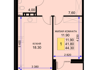 Продажа 1-комнатной квартиры, 44.3 м2, Краснодарский край, Дозорная улица, 3