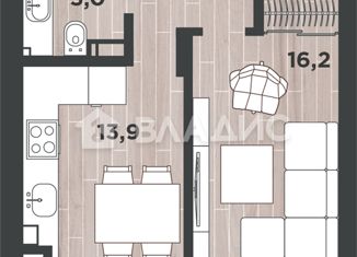 Продам 1-комнатную квартиру, 44 м2, Калининград, Ленинградский район, 3-я Большая Окружная улица, 243