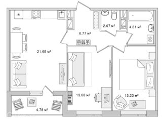 Продается 2-комнатная квартира, 66.49 м2, Санкт-Петербург, Белоостровская улица, 10к1, метро Лесная