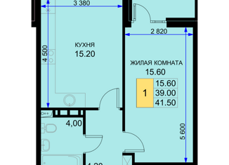 Продаю однокомнатную квартиру, 41.5 м2, Краснодарский край, Дозорная улица, 3к5