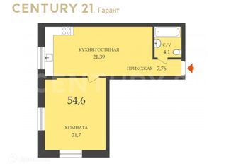 Продажа однокомнатной квартиры, 54.6 м2, посёлок Стрельна, Красносельское шоссе, 21