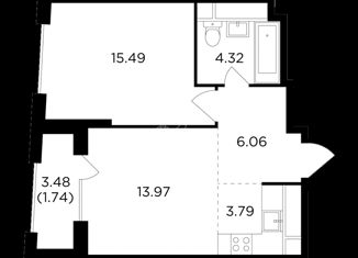 Продам двухкомнатную квартиру, 44.5 м2, Москва, улица Петра Алексеева, 12к4, станция Рабочий Посёлок