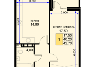 Продается однокомнатная квартира, 42.7 м2, Краснодар, Дозорная улица, 3