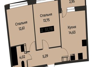 Продажа 2-ком. квартиры, 51.78 м2, Мурино, проспект Авиаторов Балтики, 29к2, ЖК Авиатор