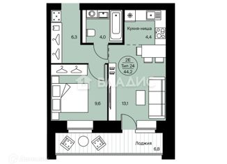 Продам 2-комнатную квартиру, 45.1 м2, Коми, Петрозаводская улица, 43