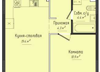 Продажа 1-комнатной квартиры, 39 м2, село Завьялово, Гольянская улица, 1Б