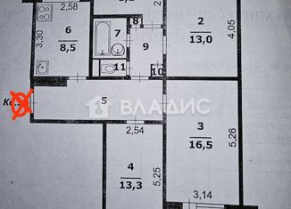 Четырехкомнатная квартира на продажу, 78.5 м2, Белгород, улица Губкина, 41, Западный округ