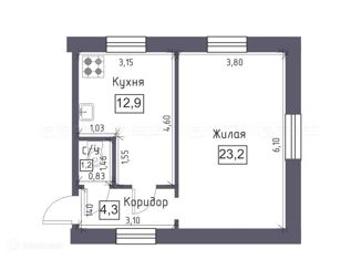 Продается однокомнатная квартира, 41.6 м2, Казань, улица Карла Маркса, 47Б