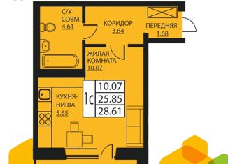 Продам 1-ком. квартиру, 25.3 м2, деревня Кондратово, Артемьевская улица, 6, ЖК Медовый