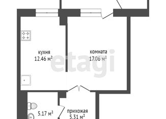 1-комнатная квартира на продажу, 39.8 м2, Красноярский край, улица Алексеева, 51