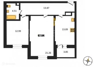 Продам двухкомнатную квартиру, 67.64 м2, посёлок Заклязьменский, Фоминская улица, 7к1