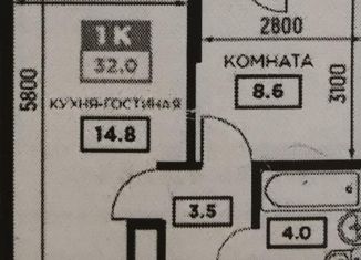 Продаю 1-комнатную квартиру, 33 м2, Краснодар, ЖК Свобода, Домбайская улица, 55к2