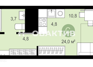 Продается квартира студия, 24 м2, Новосибирск, ЖК Авиатор, улица Аэропорт, 88