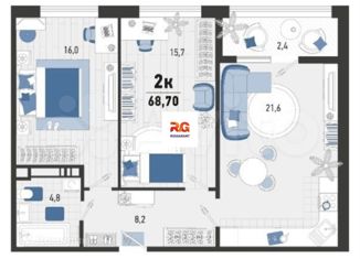 Продается 2-комнатная квартира, 65 м2, Краснодарский край, улица Алексея Матвейкина, 1А