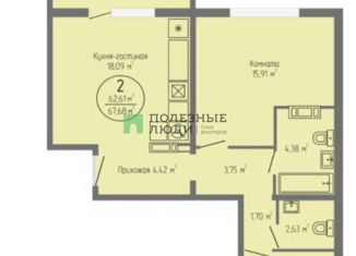 Продажа 2-комнатной квартиры, 68 м2, Курган, Солнечный бульвар, 37, Западный район