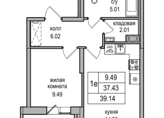 Продаю 1-комнатную квартиру, 38.6 м2, посёлок Парголово