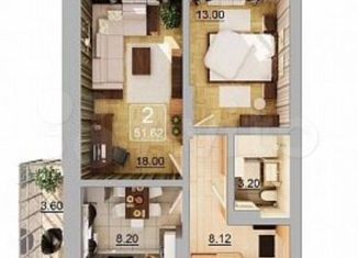 2-ком. квартира на продажу, 51 м2, Казань, улица Николая Ершова, 65Б/2, ЖК Нобелевский