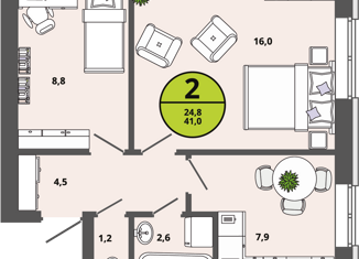 Продам 2-ком. квартиру, 41 м2, деревня Мыза (Привокзальный территориальный округ), улица Героя России Горшкова, 9