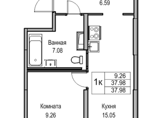 Продаю 1-ком. квартиру, 37.6 м2, Санкт-Петербург, Ивинская улица, 19к1, муниципальный округ Лахта-Ольгино