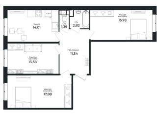 Продается 3-комнатная квартира, 75.5 м2, Сертолово