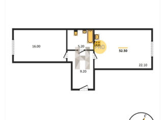 Продается однокомнатная квартира, 52.5 м2, посёлок Терема, улица Ломоносова, 22