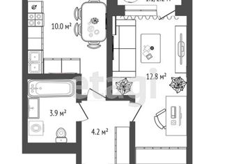 Продается 1-комнатная квартира, 31.5 м2, Тюмень, Полевая улица, 117к3, ЖК Озёрный Парк